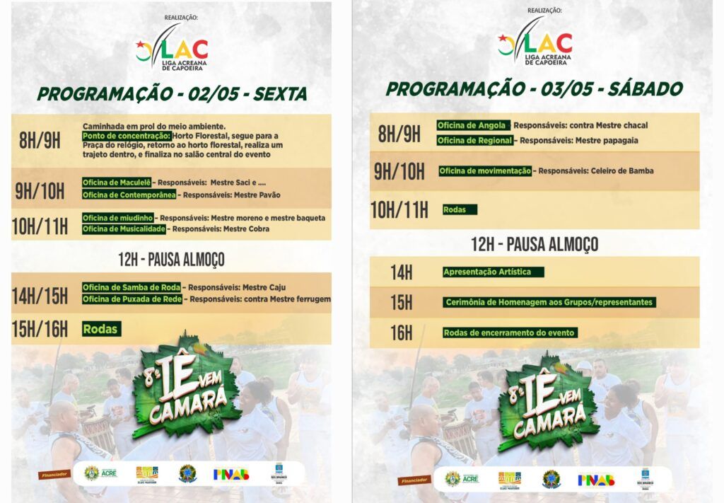 Capoeira no Horto Florestal: 8º Iê Vem Camará agita Rio Branco com apoio do Estado